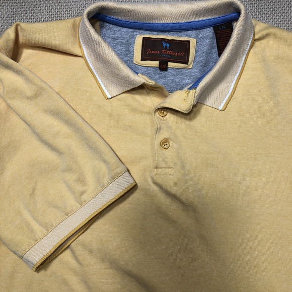 James Tattersall Polo Shirt Men Large Yellow Golf Activewear Dadcore - Picture 2 of 8